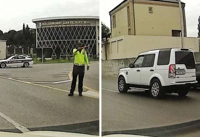 Yol polisinin "saxla" işarəsi verdiyi sürücü-