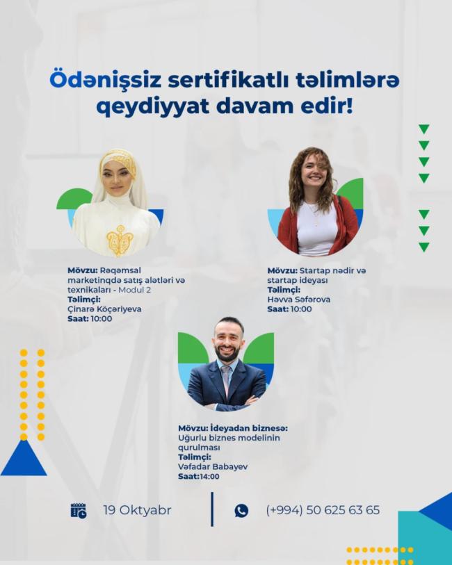 Həm ödənişsiz, həm də sertifikatlı təlimlər!