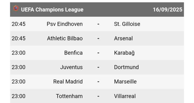 Çempionlar liqasında bu gün oynanılacaq qarşılaşmalar-Afişa