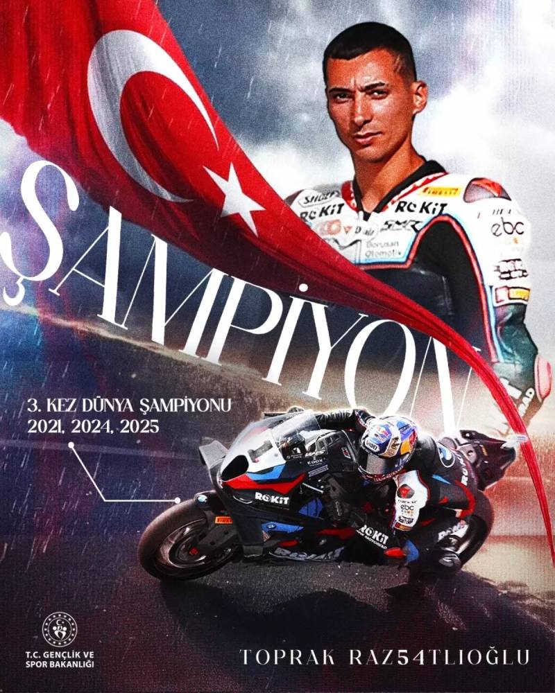 Gənclər və İdman Naziri Toprak Razqatlıoğlunu 2025-ci il Dünya Superbike Çempionluğu Münasibətilə Təbrik Etdi Xəbər şəkili