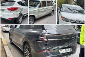 Sumqayıtda zəncirvari qəza olub, 4 avtomobil toqquşub