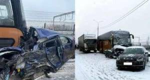 20-yə yaxın avtomobil zəncirvari qəza törətdi Xəbər şəkili