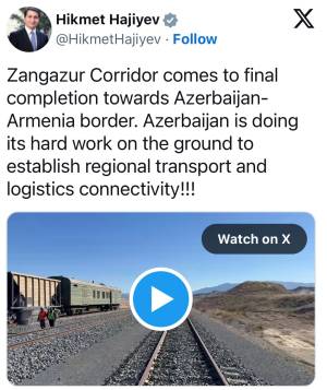 Hikmət Hacıyev Zəngəzur dəhlizi ilə bağlı paylaşım etdi Xəbər şəkili