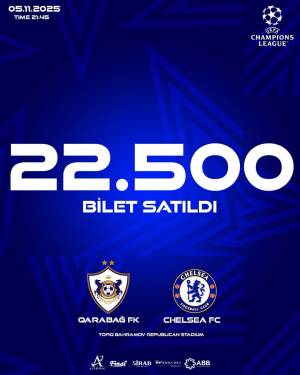"Qarabağ" – "Çelsi" oyununa 22 500 bilet satılıb