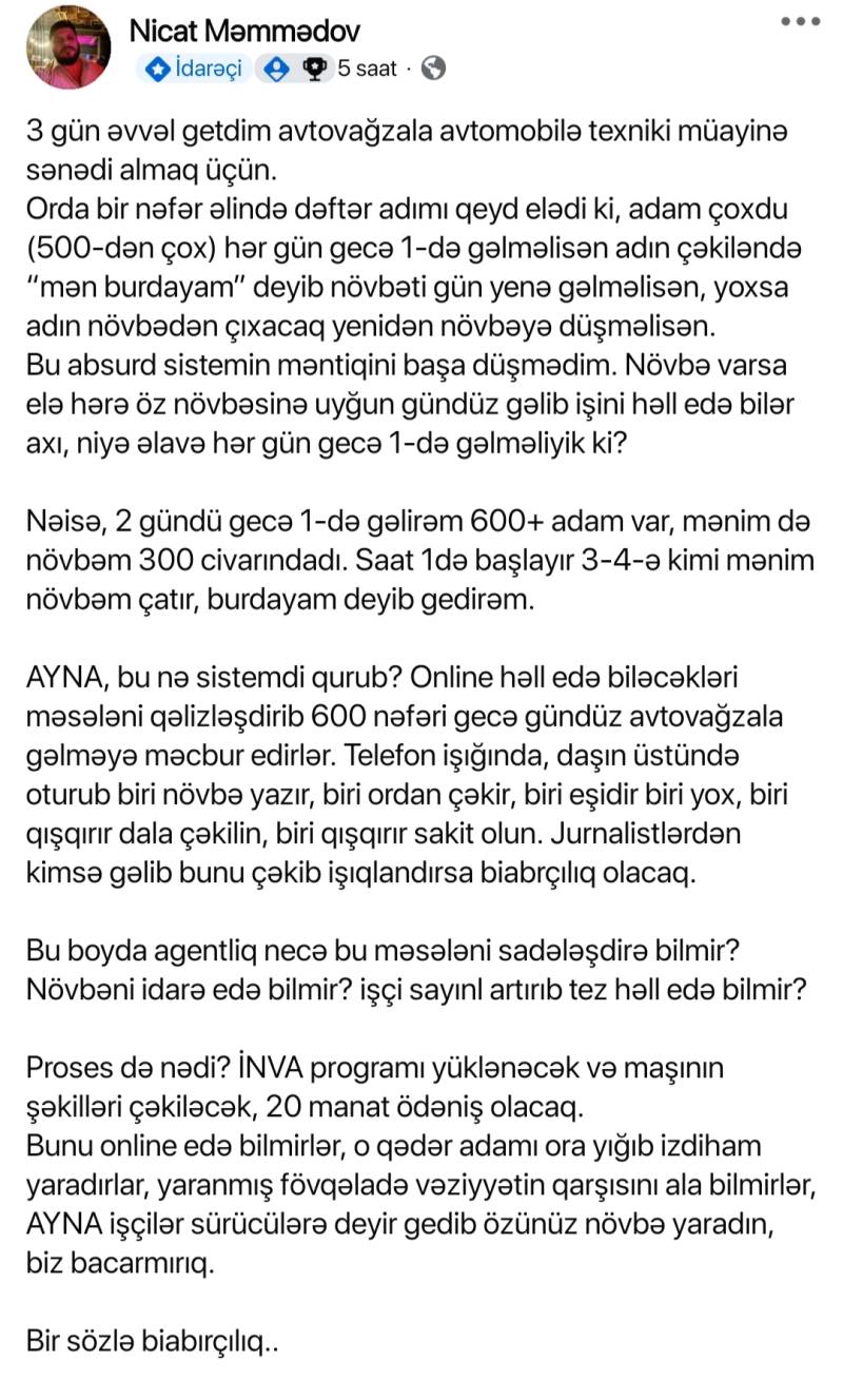 Avtovağzal sürücülərin çətinliyinə aydınlıq gətirdi