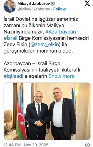 Mikayıl Cabbarov Zeev Elkin ilə görüşdü