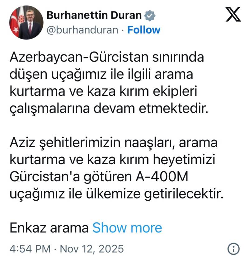 Qəzada həlak olan hərbçilərin nəşi Türkiyəyə aparılacaq