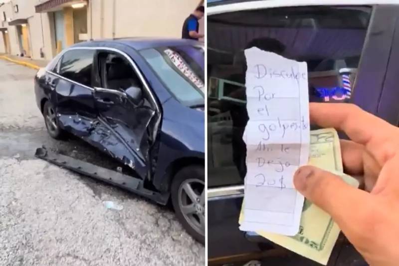 Maşını Məhv Edən Zərbə, 20 Dollarlıq "Təzminat" Qoyan Sürücünün Görüntüləri Viral Oldu Xəbər şəkili