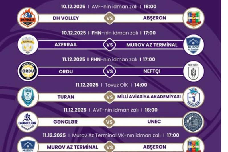 Qadın və kişi voleybolçular arasında Azərbaycan Yüksək Liqasında növbəti turun proqramı müəyyənləşib