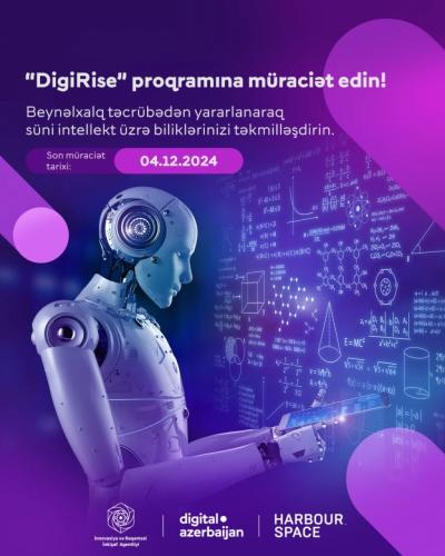 Süni intellektin inkişafına təkan verəcək ödənişsiz “DigiRise” proqramı başlayır! Xəbər şəkili