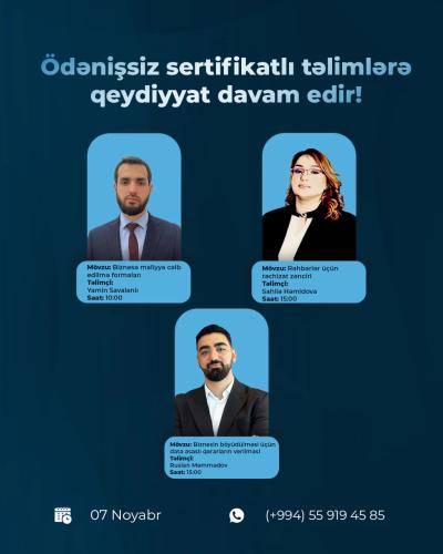 Ödənişsiz təlimlərdə iştirak et və sertifikat əldə et! Xəbər şəkili